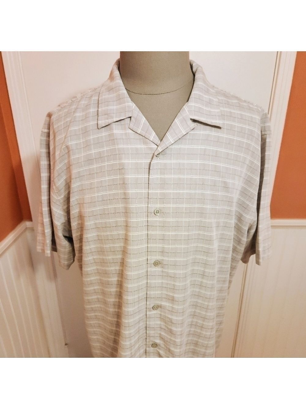 Alfani Mens Grey White Plaid Modal Blend Shirt 2XL - Picture 2 of 10